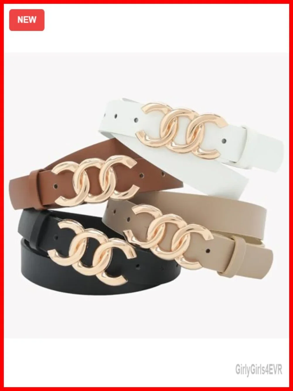 Faux Leather Women Belt for Jeans Dress Gold Buckle